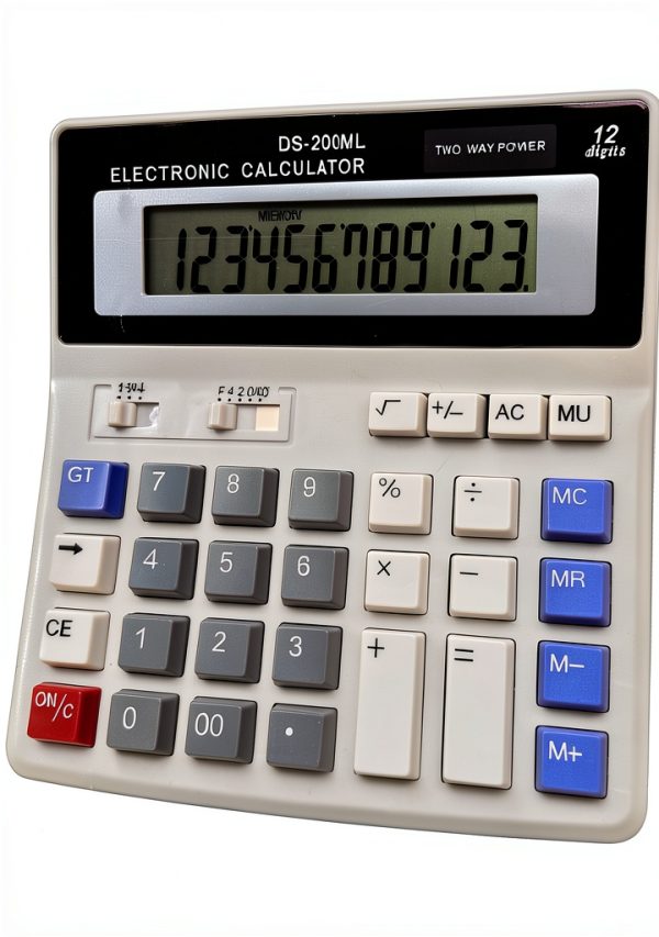 Grey Podokas Office Calculator with Large LCD Display-0