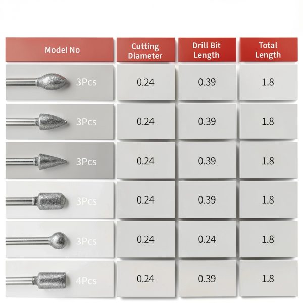 Diamond Grinding Bit Set 20Pcs 120 Grit 1/8" Shank by Nakonic Burrs-2