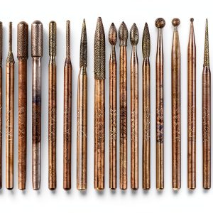Yakamoz 30Pcs 2.35mm Shank Titanium-Coated Diamond Burrs Set Rotary File Burs Accessories Kit for Rotary Grinder Tools Grinding Polishing Carving Stone Jewelry Glass Ceramics-0