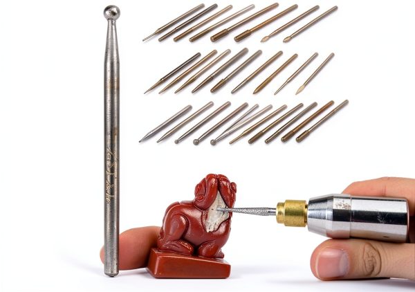Yakamoz 30Pcs 2.35mm Shank Titanium-Coated Diamond Burrs Set Rotary File Burs Accessories Kit for Rotary Grinder Tools Grinding Polishing Carving Stone Jewelry Glass Ceramics-5