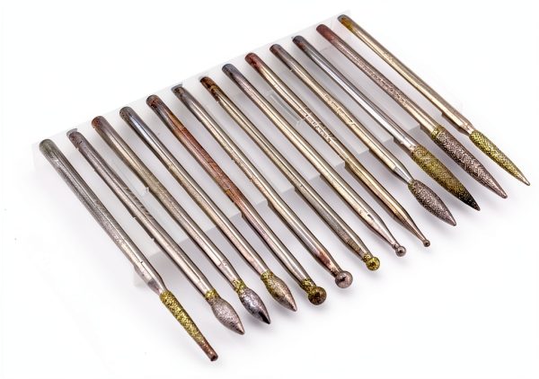 Yakamoz 30Pcs 2.35mm Shank Titanium-Coated Diamond Burrs Set Rotary File Burs Accessories Kit for Rotary Grinder Tools Grinding Polishing Carving Stone Jewelry Glass Ceramics-3
