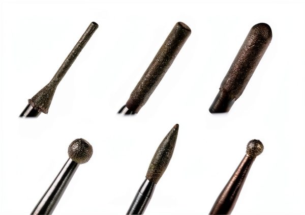 Yakamoz 30Pcs 2.35mm Shank Titanium-Coated Diamond Burrs Set Rotary File Burs Accessories Kit for Rotary Grinder Tools Grinding Polishing Carving Stone Jewelry Glass Ceramics-4