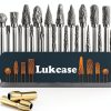 Double Cut Carbide Rotary Burr Set 20pcs Lukcase 1/8" Shank 2 Collets-0