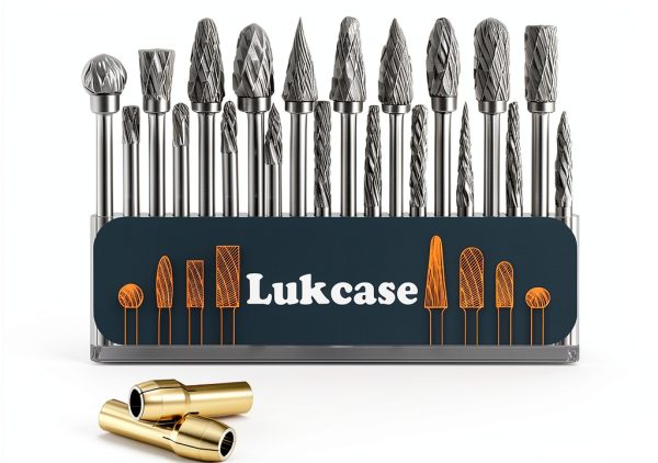 Double Cut Carbide Rotary Burr Set 20pcs Lukcase 1/8" Shank 2 Collets-0